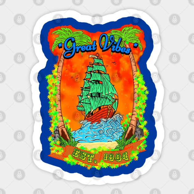 Great vibes Est.1984 Sticker by Virtual Designs18